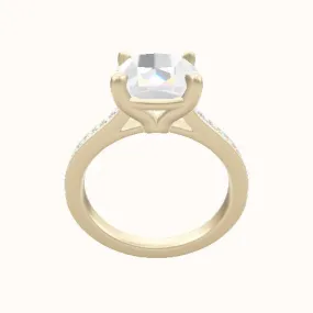 Tapered Channel Set Engagement Ring With Standard Four Prong Head