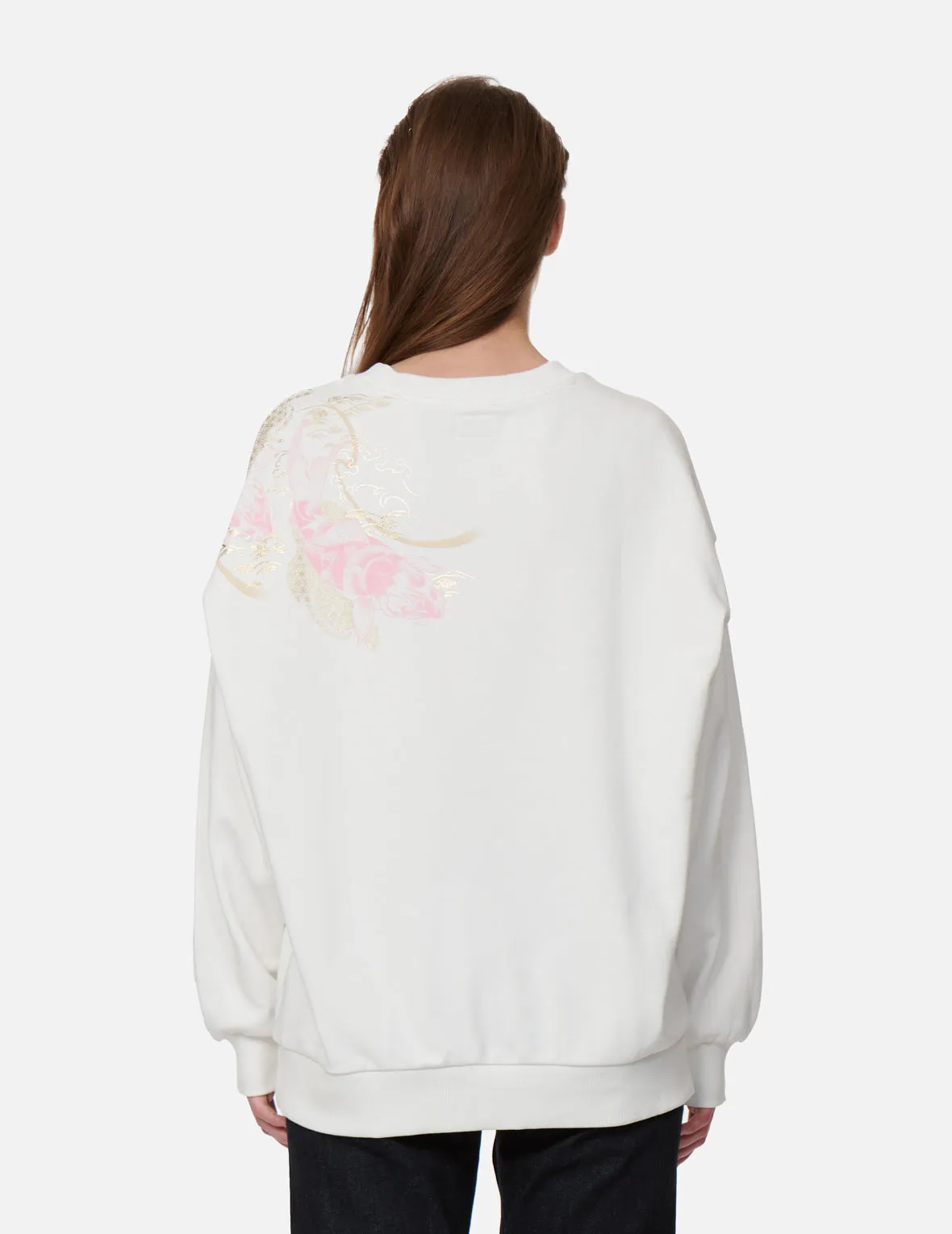 Tattoo Koi with Japanese Pattern Print Sweatshirt