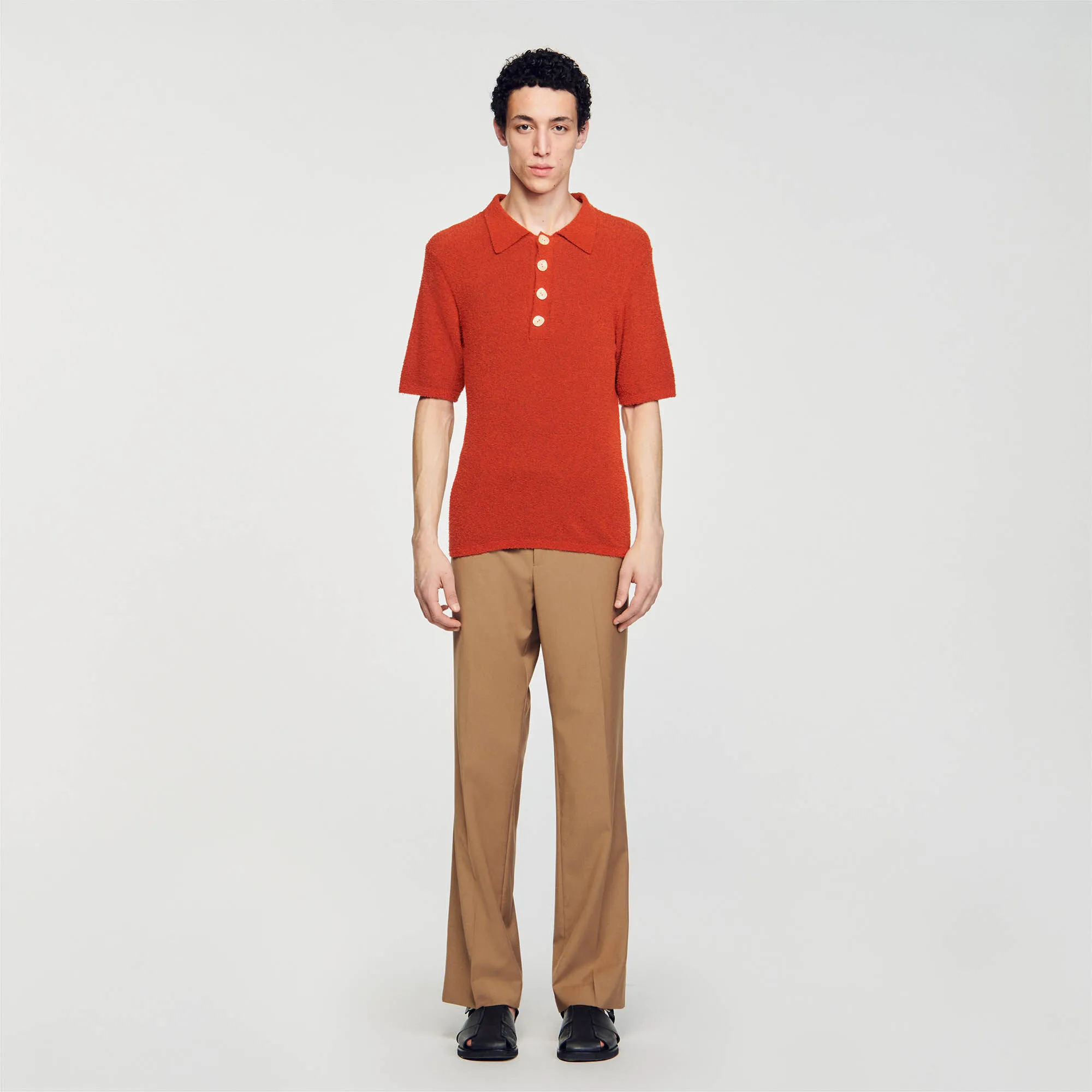 Terry knit polo shirt