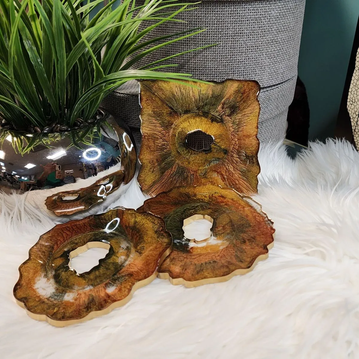 The Lavette Resin Coaster, Candle Holder Set