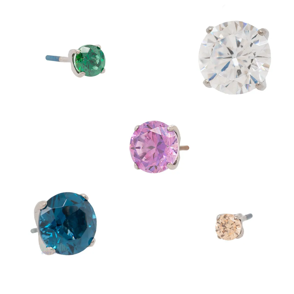 threadless: 2.5mm Tiffany Prong-Set Brilliant-Cut Gem End