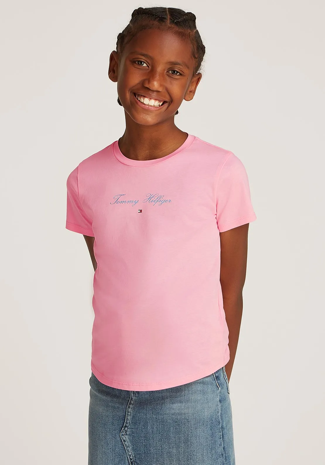 Tommy Hilfiger Girl Short Sleeve Slim Tee, Pink