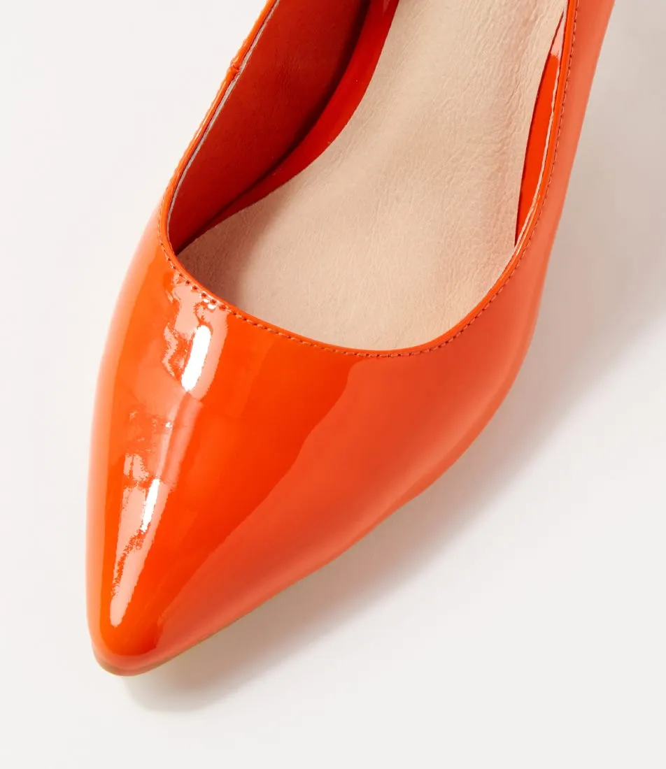 TOP END Barrios Orange Patent Leather Pump Heels