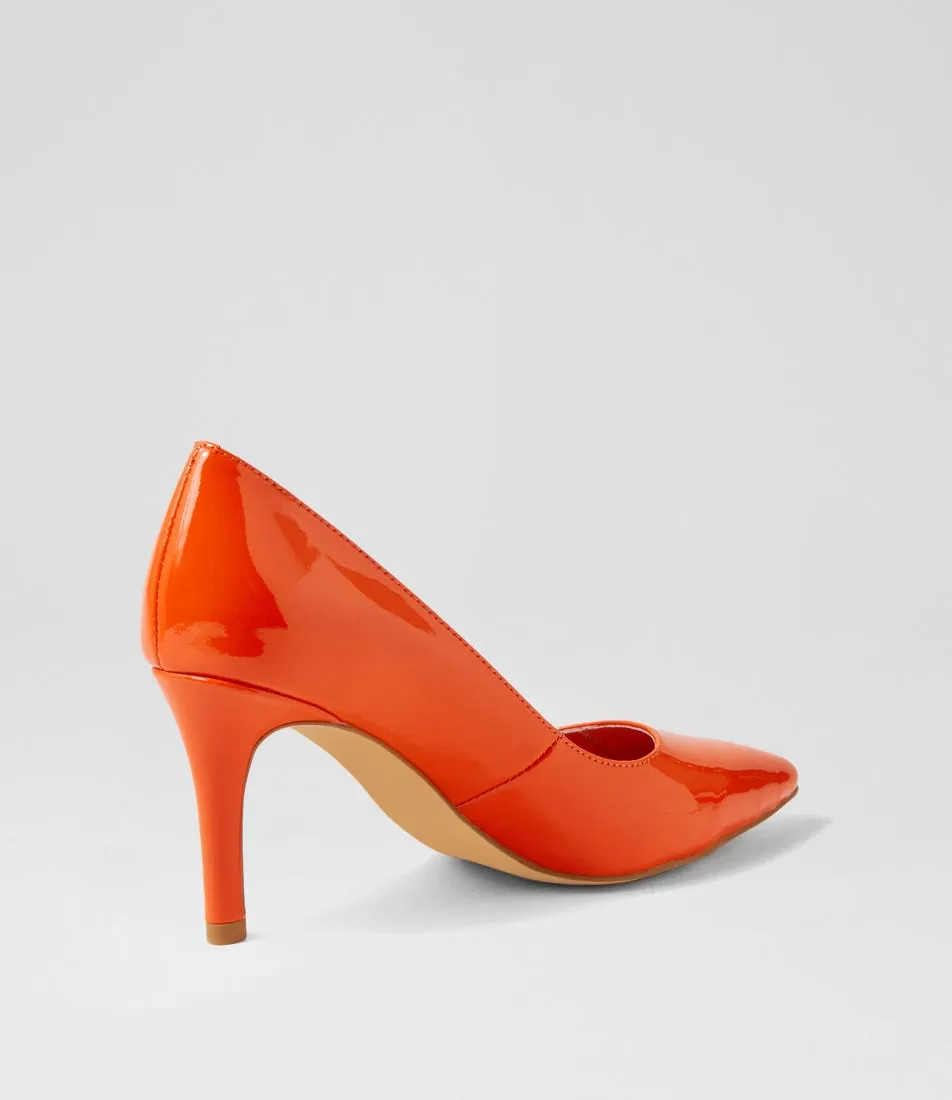 TOP END Barrios Orange Patent Leather Pump Heels