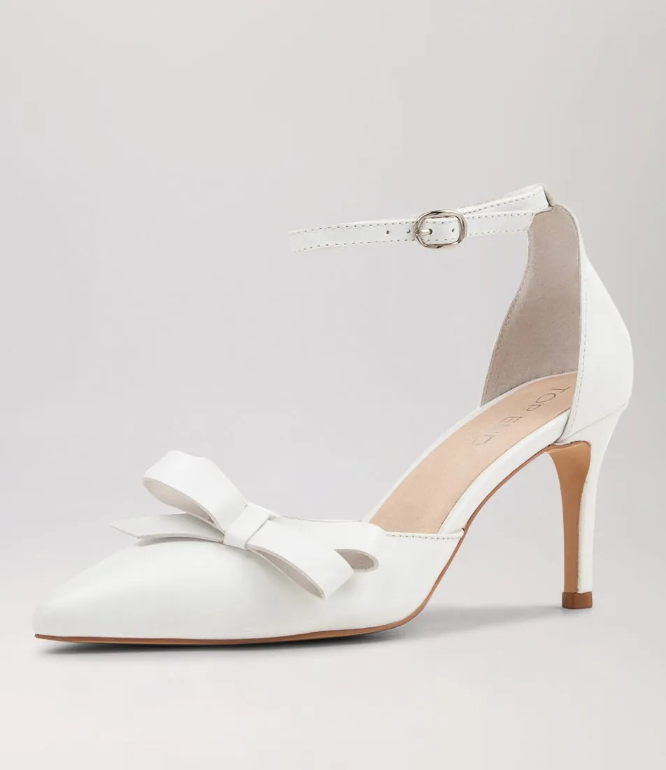 TOP END Benzal White Leather Heels