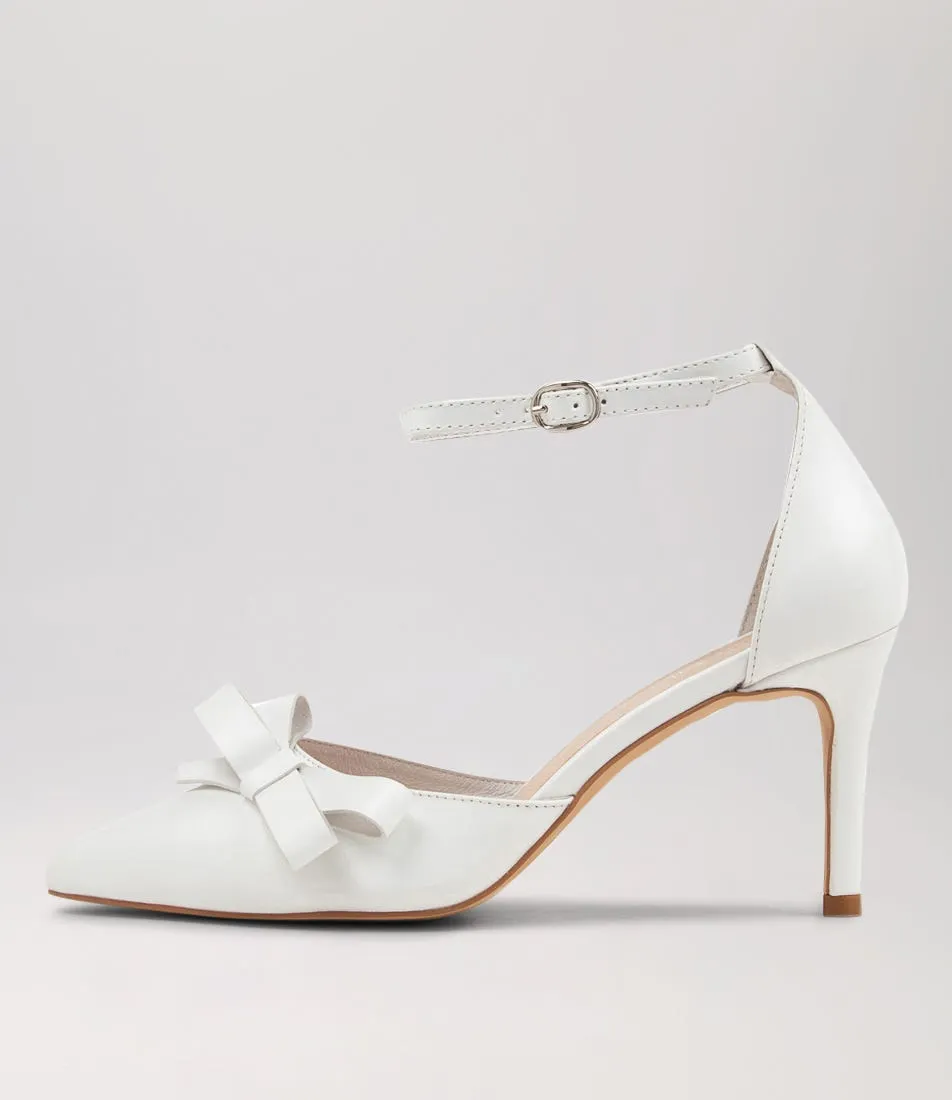 TOP END Benzal White Leather Heels