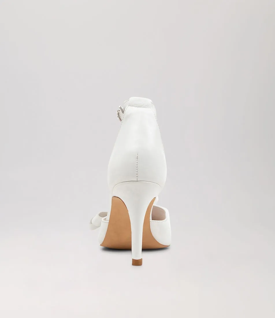 TOP END Benzal White Leather Heels