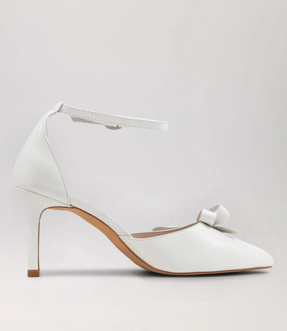 TOP END Benzal White Leather Heels