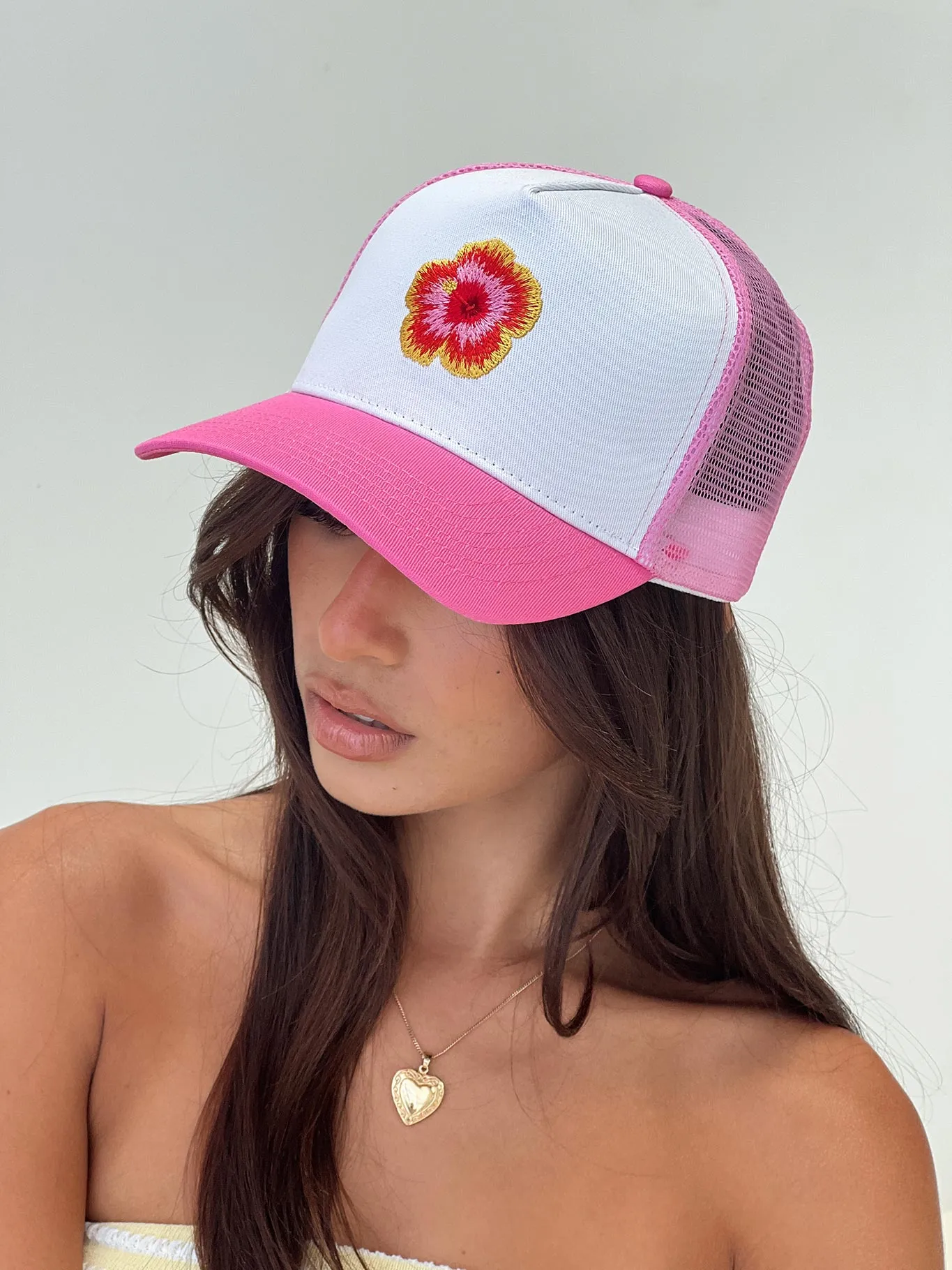 Tropics Trucker Hat Pink / White