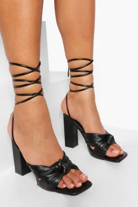 Twist Front Wrap Up Block Heels