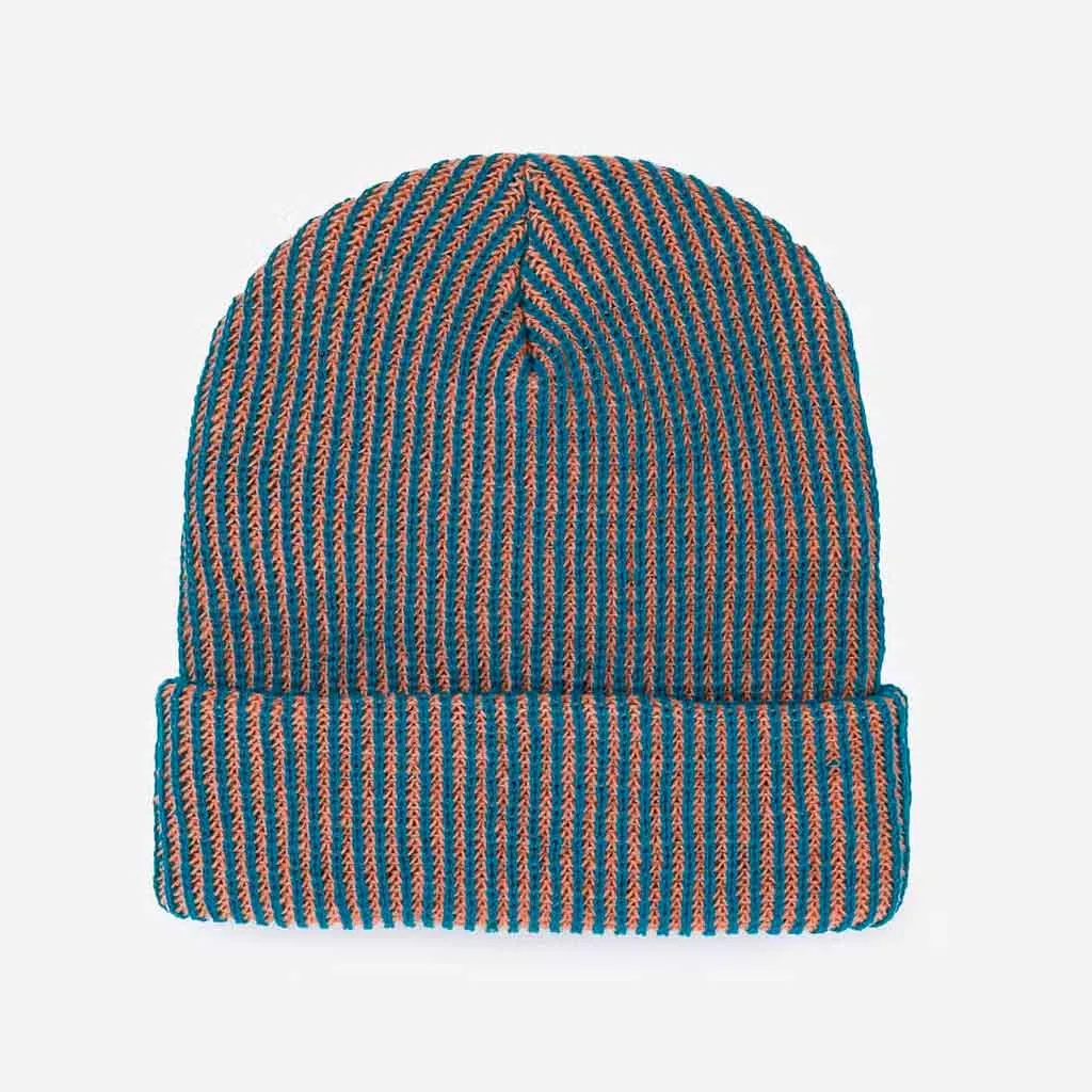 Verloop Simple Ribbed Hat - Teal/Peach