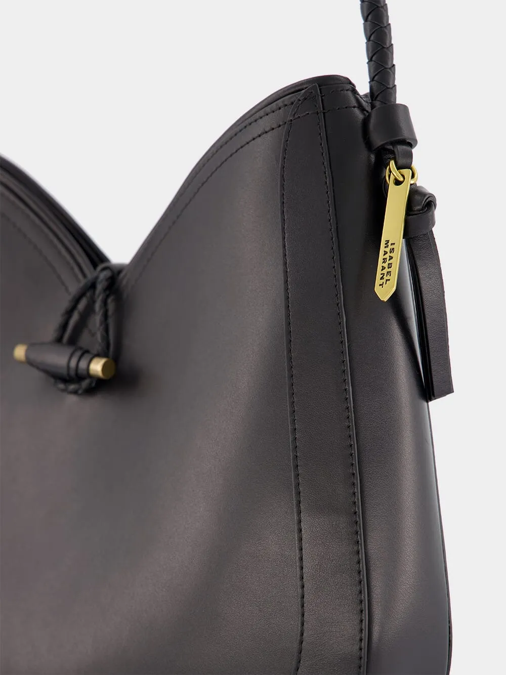 Vigo Leather Black Shoulder Bag