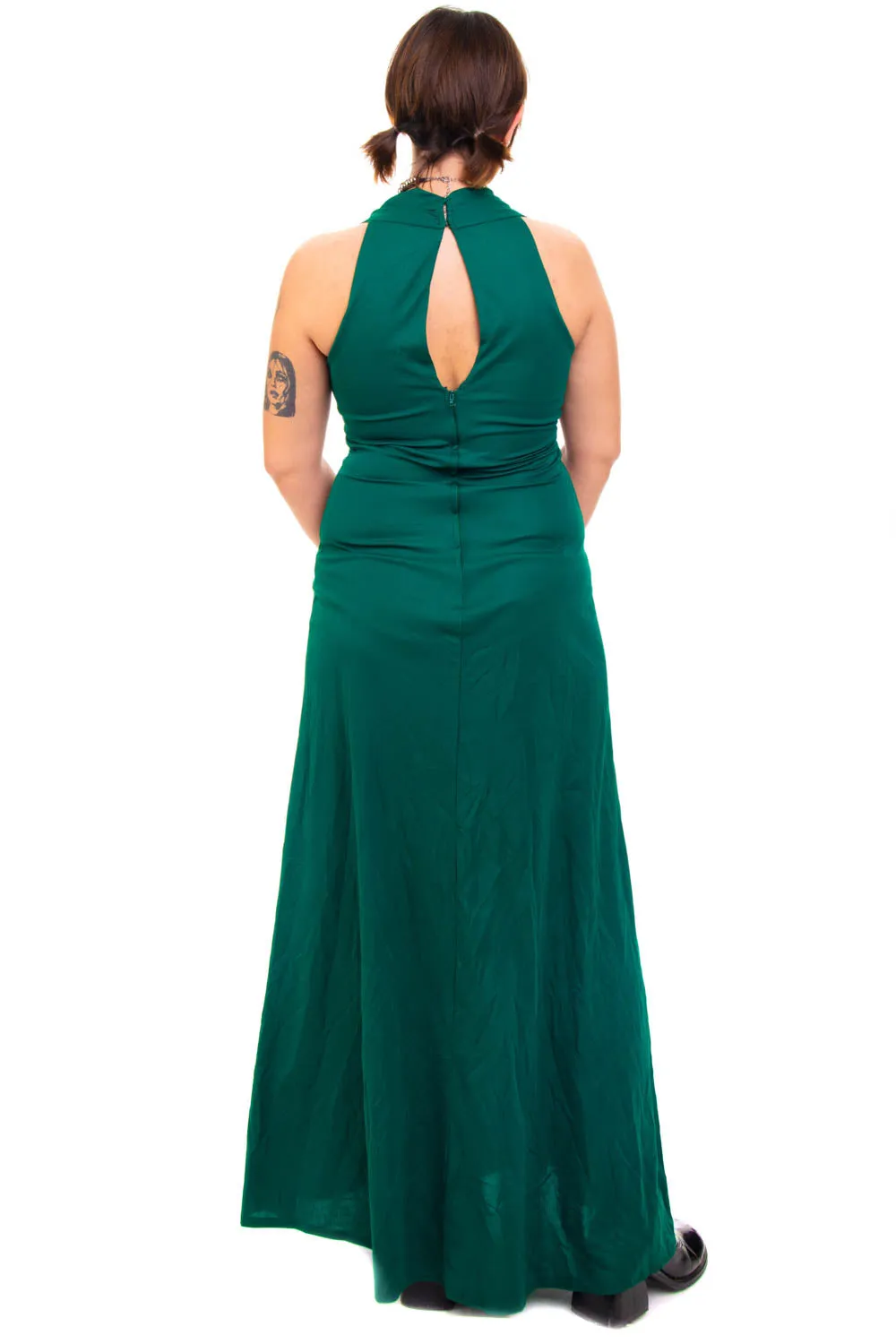 Vintage 70's Wicked Green Maxi Dress - M/L