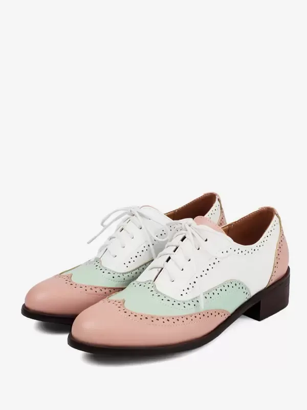 Vintage Lace Up Women's Patchwork Oxfords