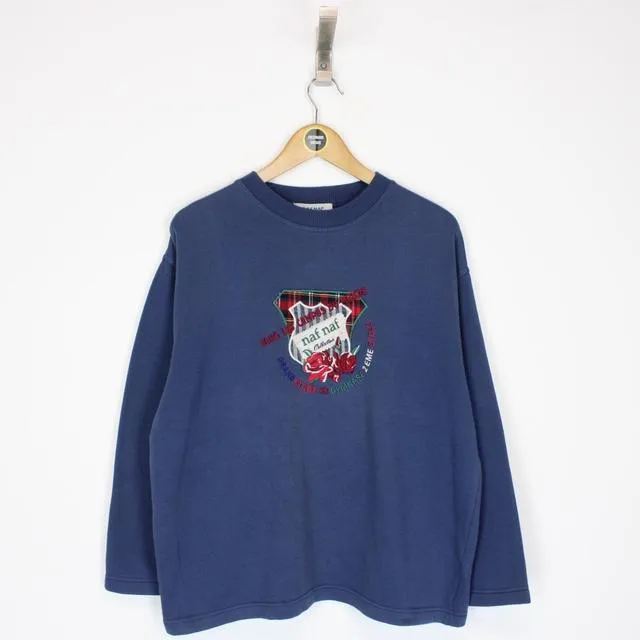 Vintage Naf Naf Navy Spellout Sweatshirt Medium