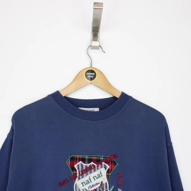 Vintage Naf Naf Navy Spellout Sweatshirt Medium