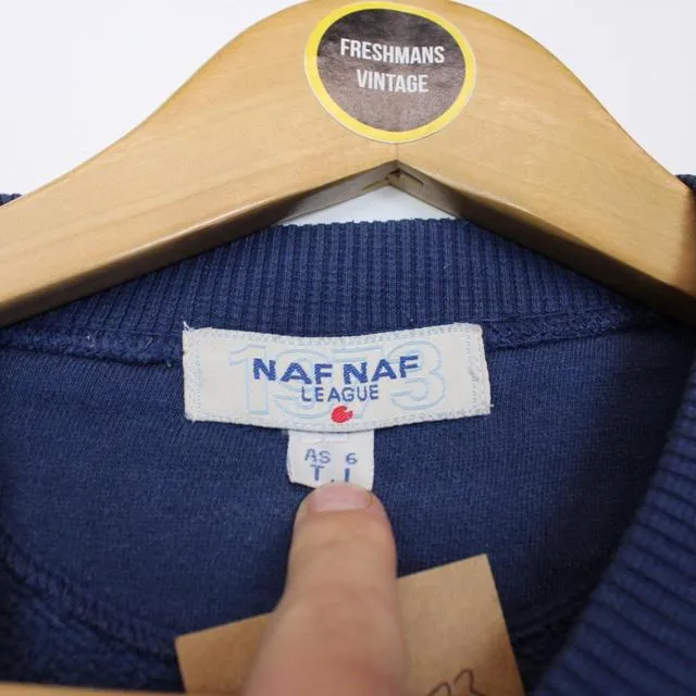 Vintage Naf Naf Navy Spellout Sweatshirt Medium