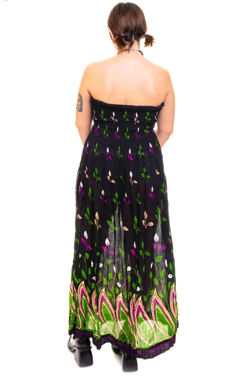 Vintage Y2K Strapless Growing Plants Maxi Dress - M/L/XL