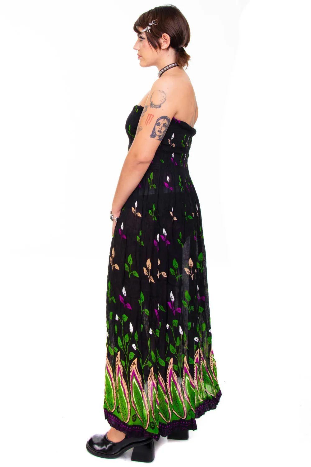 Vintage Y2K Strapless Growing Plants Maxi Dress - M/L/XL