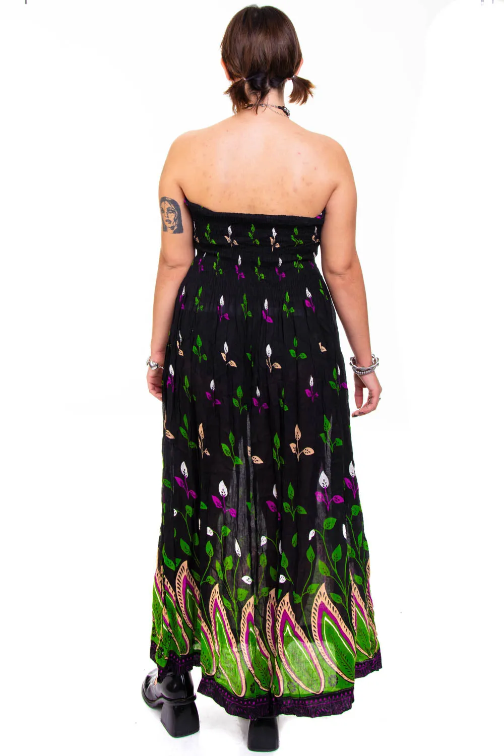 Vintage Y2K Strapless Growing Plants Maxi Dress - M/L/XL