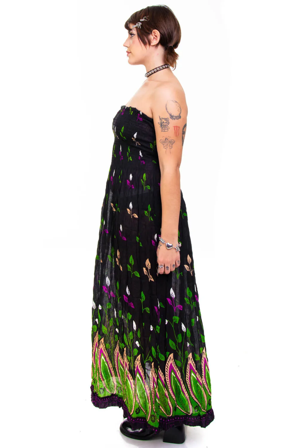 Vintage Y2K Strapless Growing Plants Maxi Dress - M/L/XL