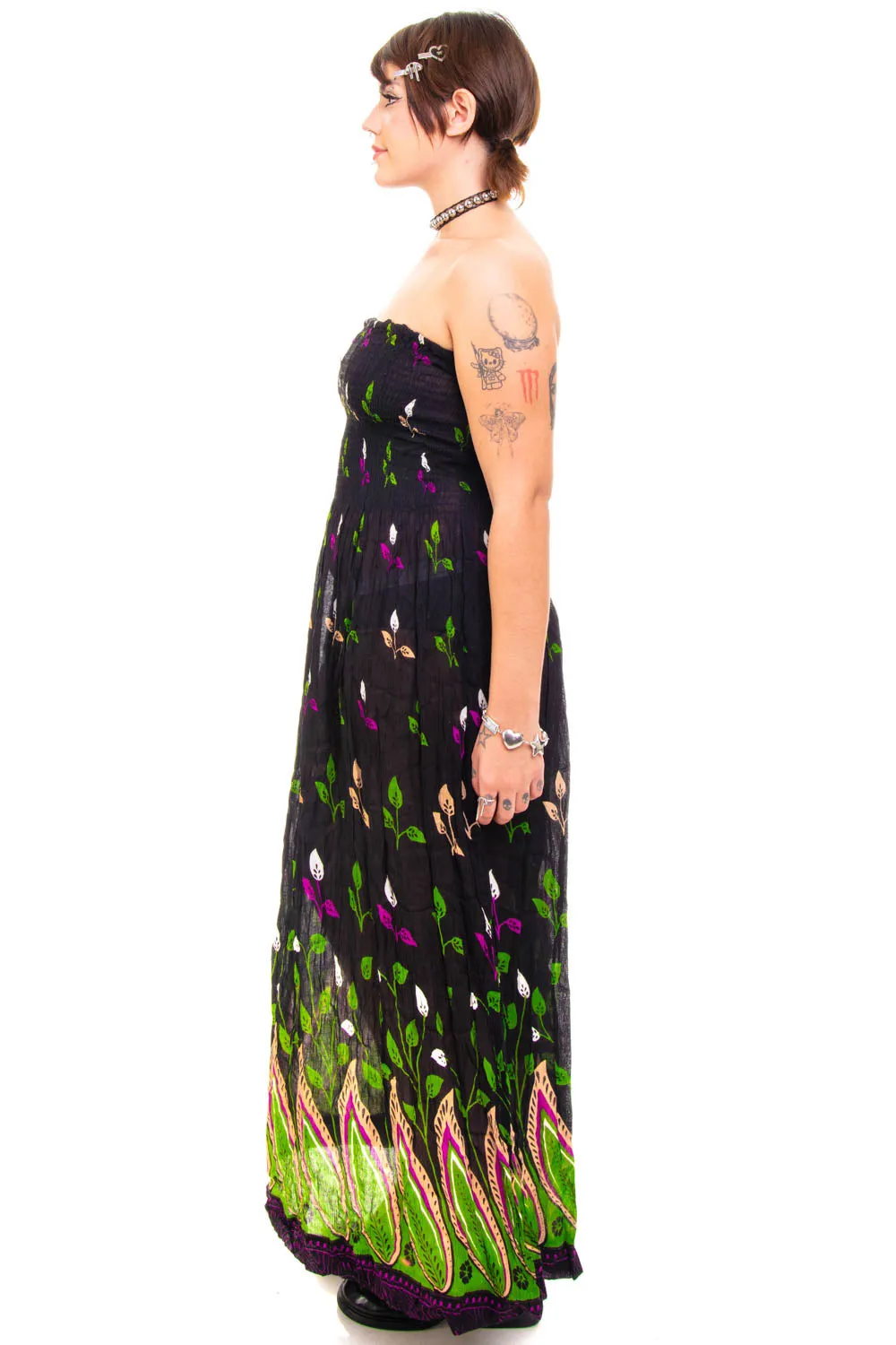 Vintage Y2K Strapless Growing Plants Maxi Dress - M/L/XL