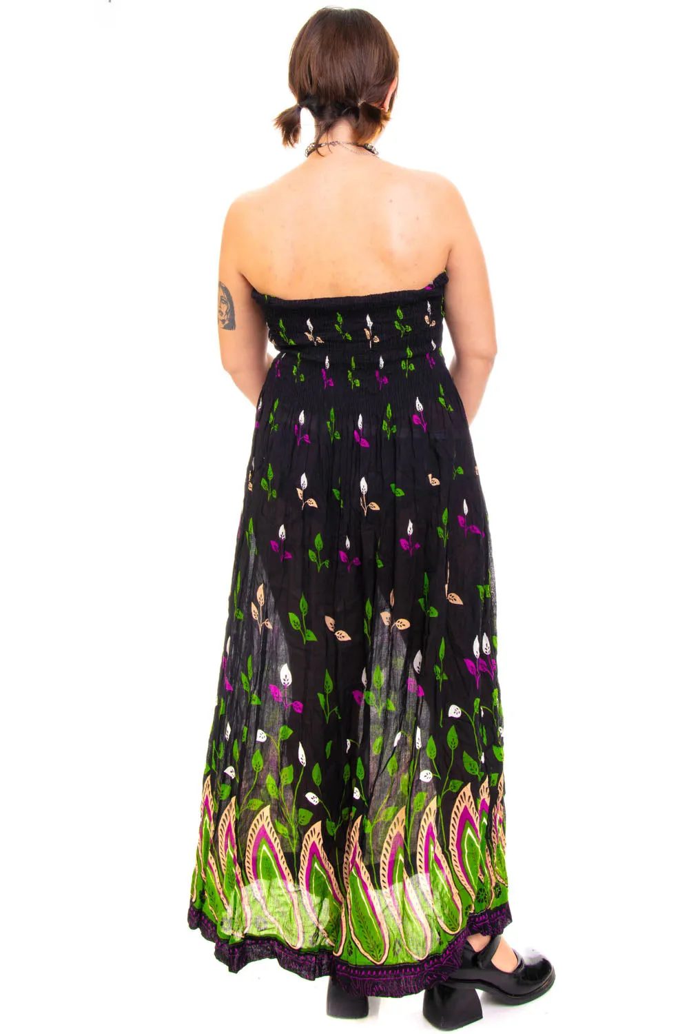 Vintage Y2K Strapless Growing Plants Maxi Dress - M/L/XL