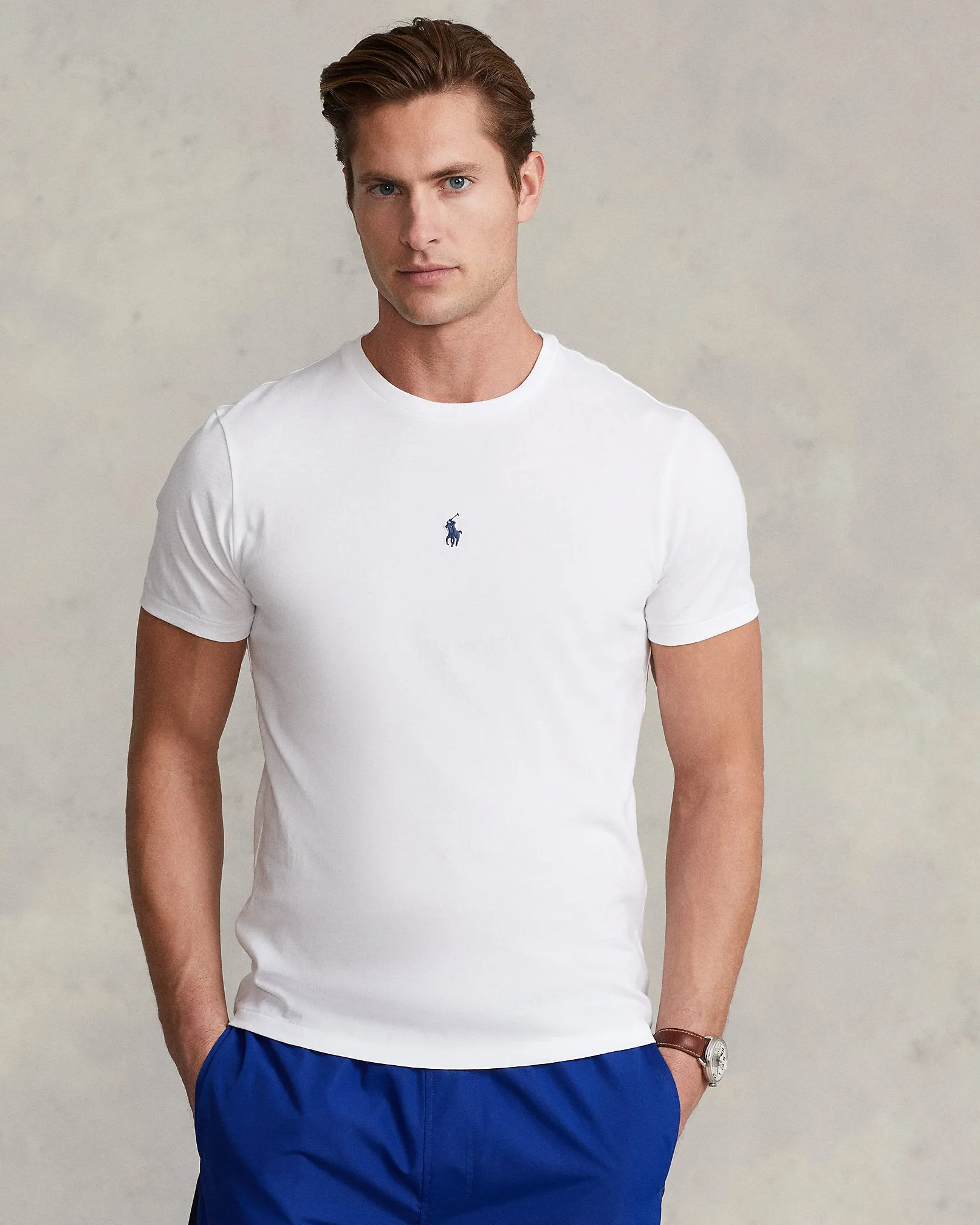 Fitted Round Neck White Jersey T-shirt by Polo Ralph Lauren