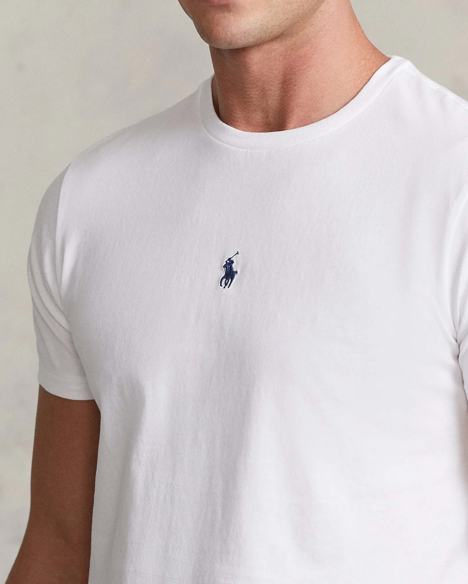 Fitted Round Neck White Jersey T-shirt by Polo Ralph Lauren