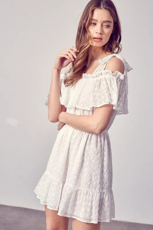 White Off Shoulder Frill Dress