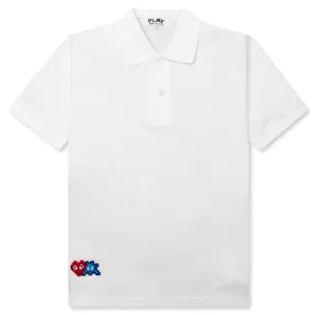 Women's White Polo with Artist Invader Print