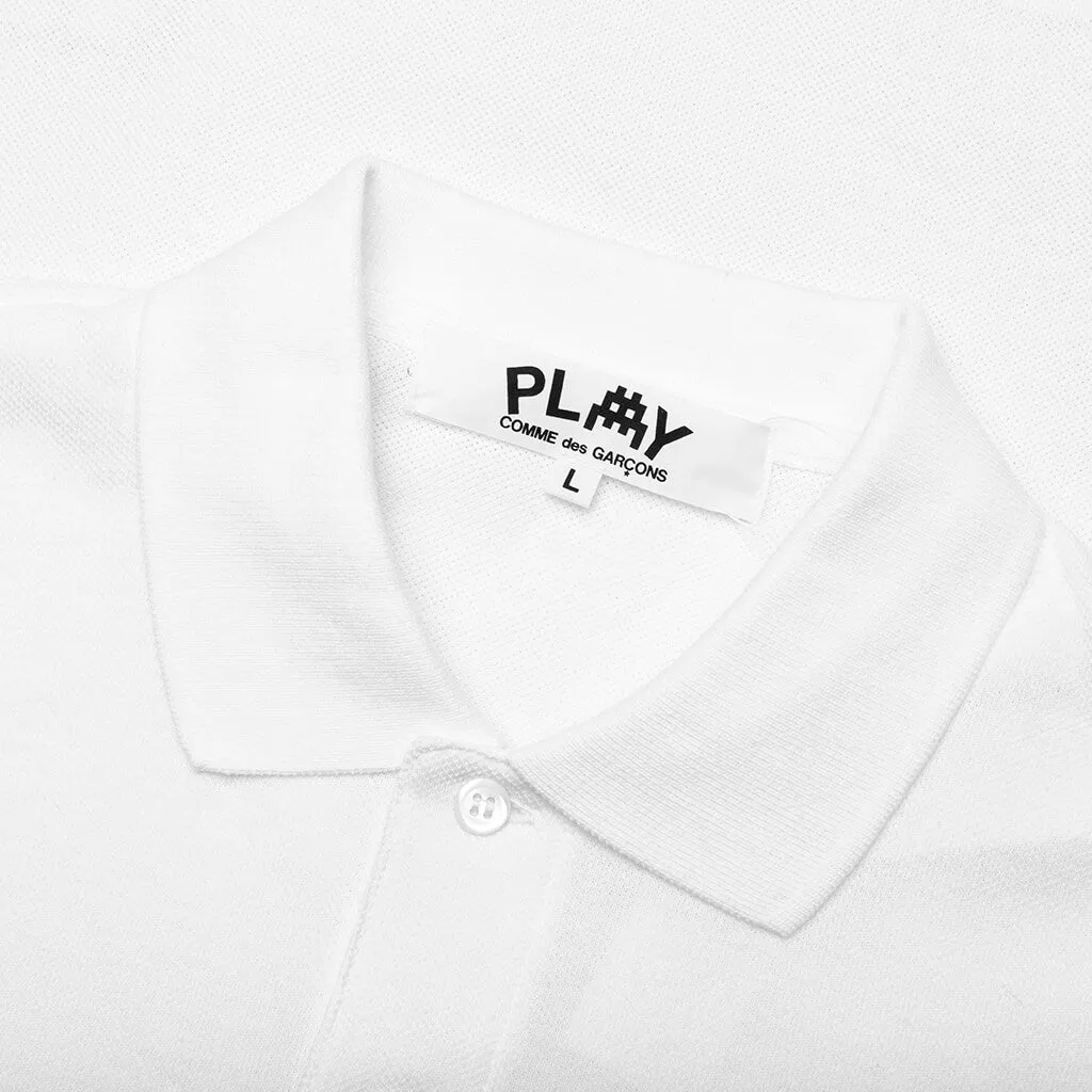 Women's White Polo with Artist Invader Print