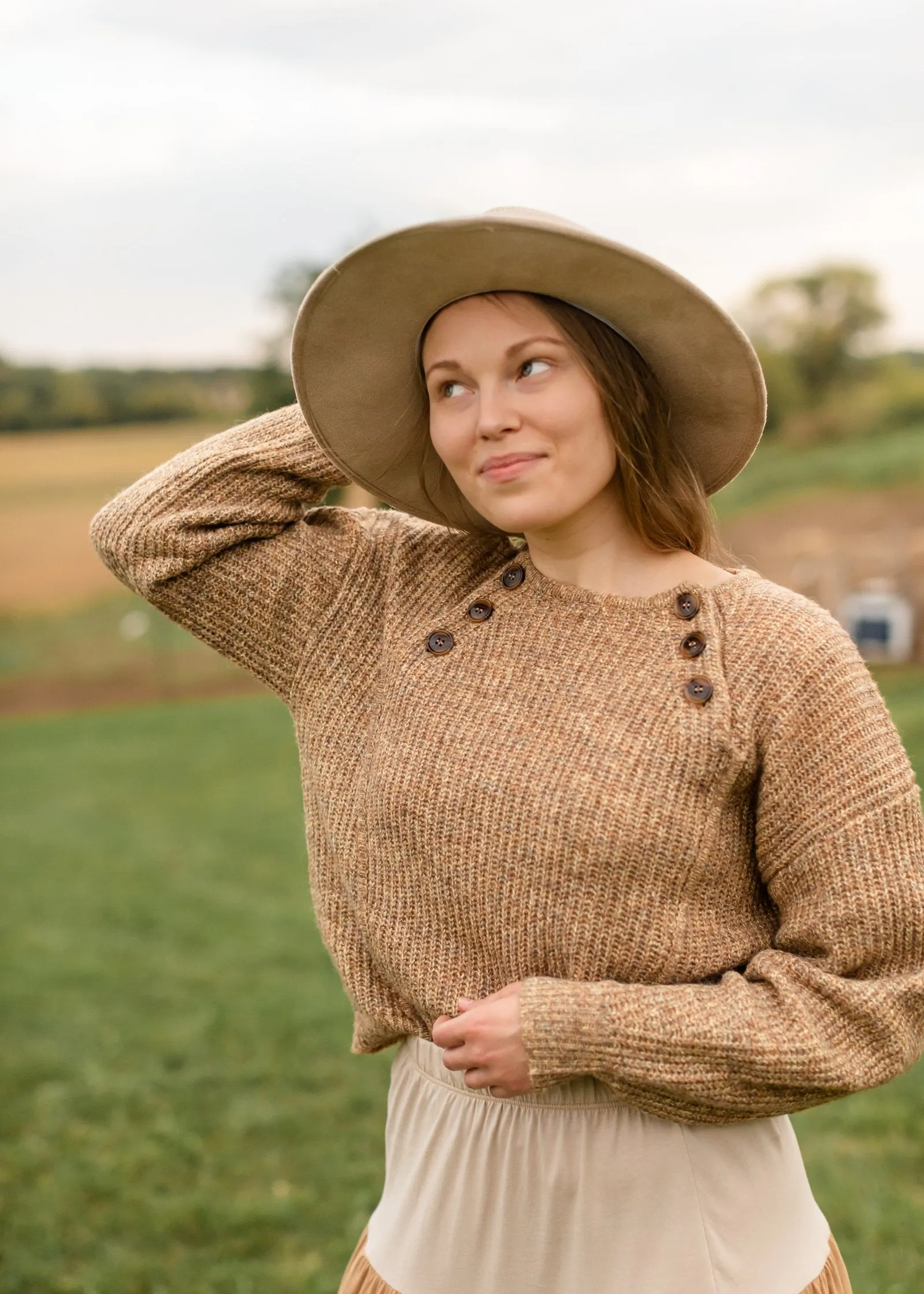 Wide Brim Taupe Panama Hat