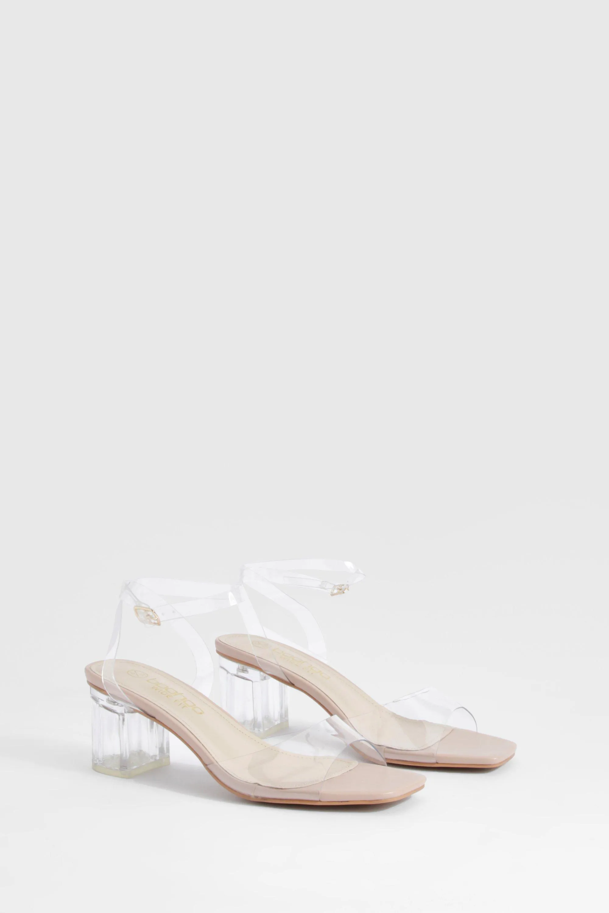 Wide Width Clear Low Block Heels