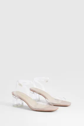 Wide Width Clear Low Block Heels