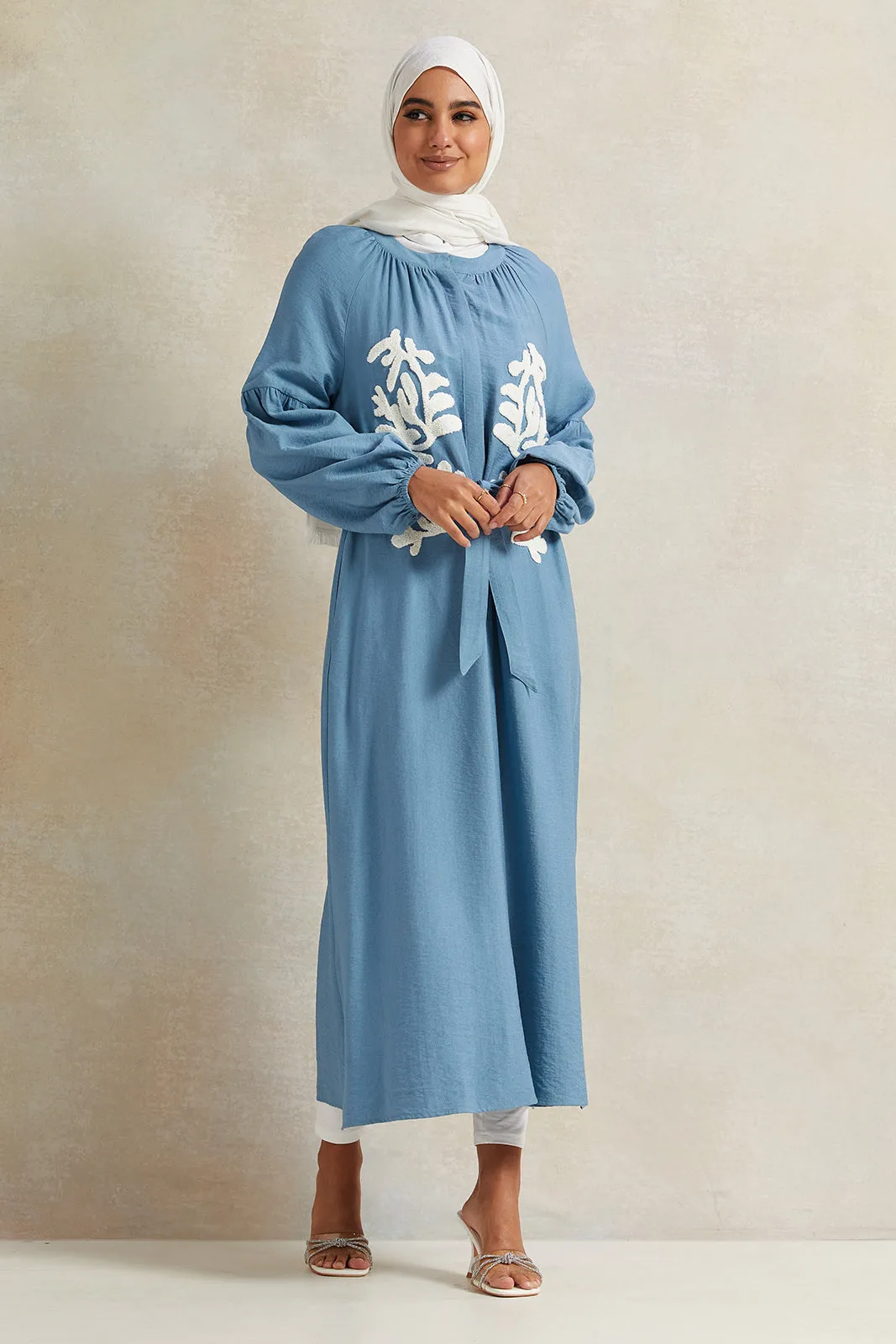 Women Blue Belted Dress