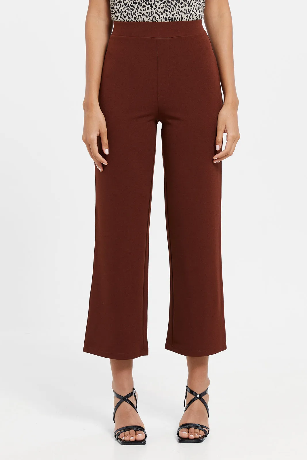 Women Brown Straight Trousers