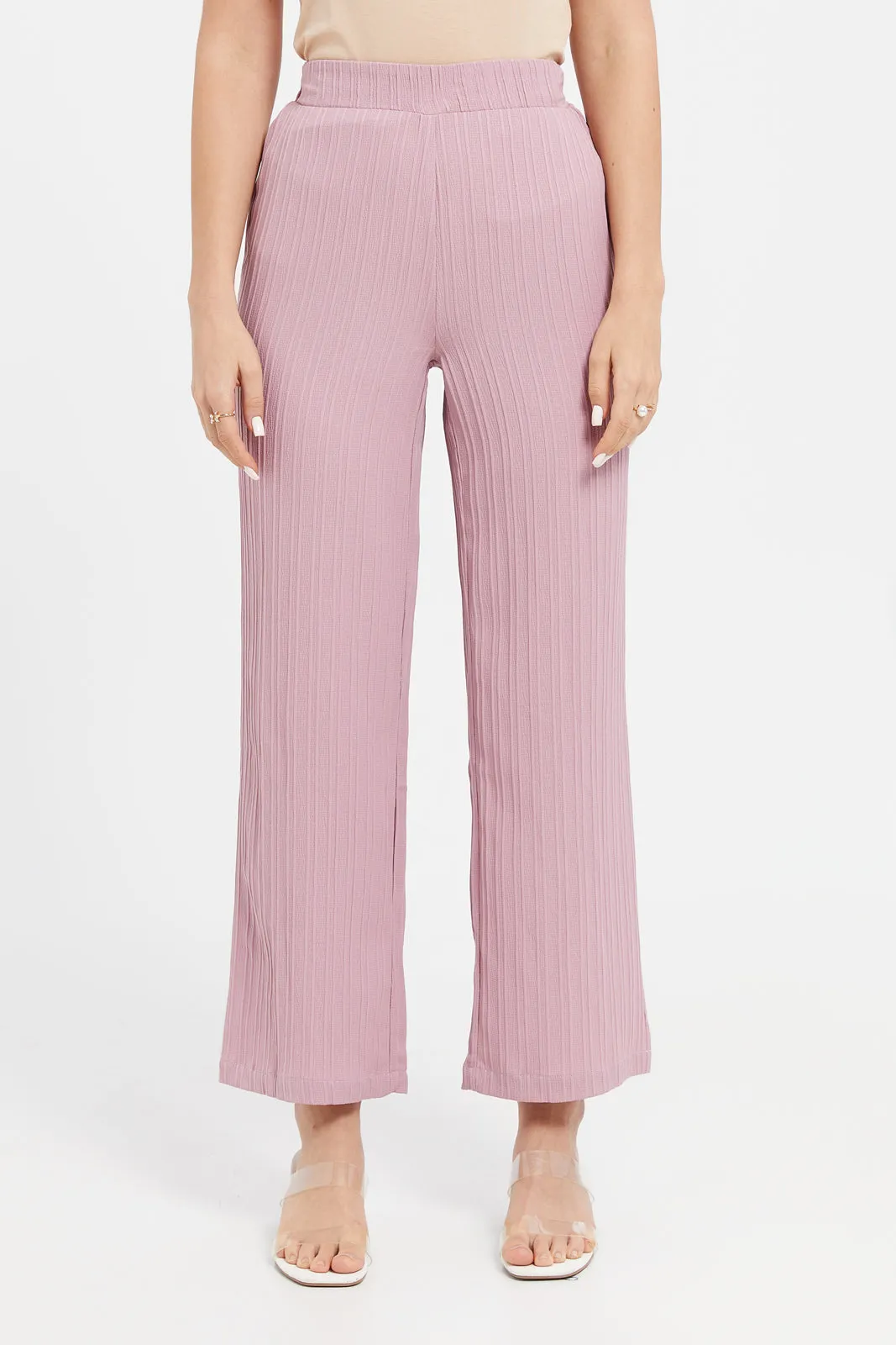 Women Pink Wide Leg Trousers