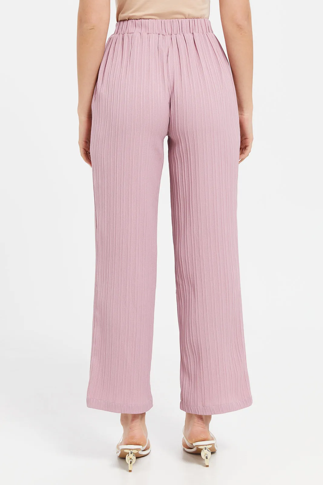 Women Pink Wide Leg Trousers