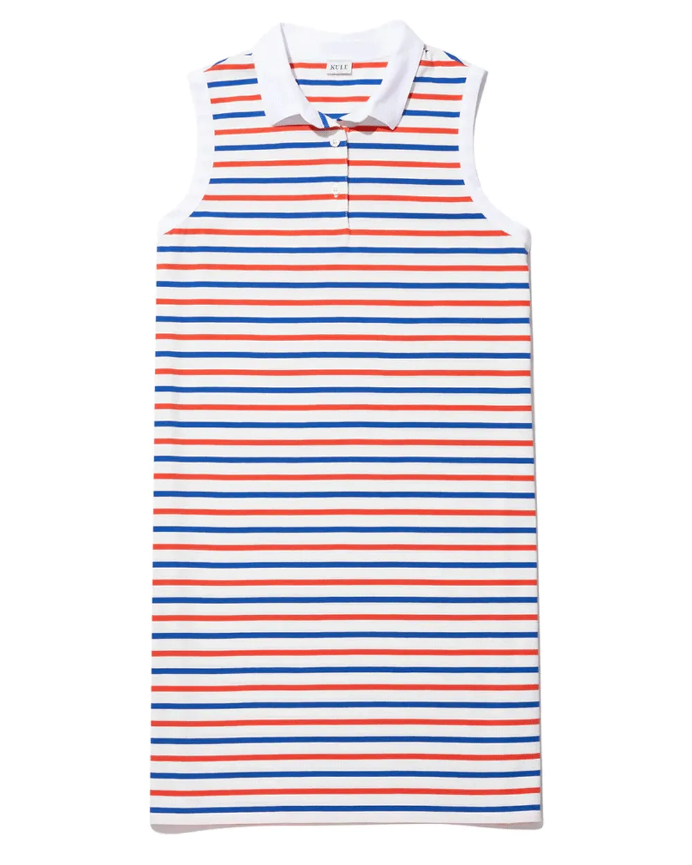 poppy polo dress in white and blue