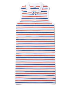 poppy polo dress in white and blue