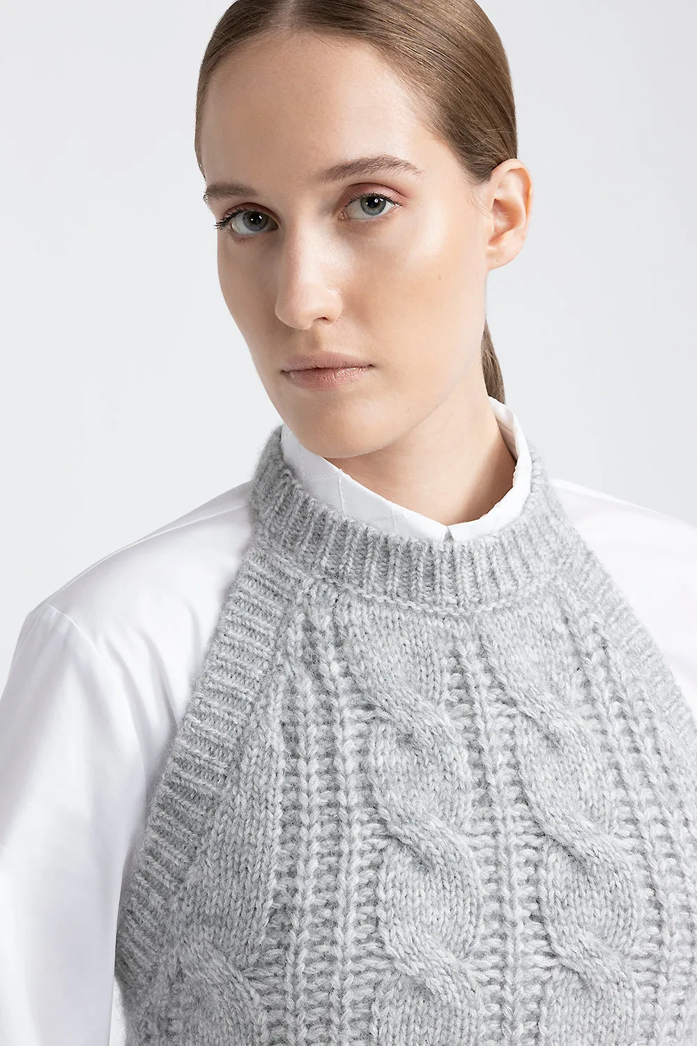 Wool, silk, cashmere and alpaca knit top