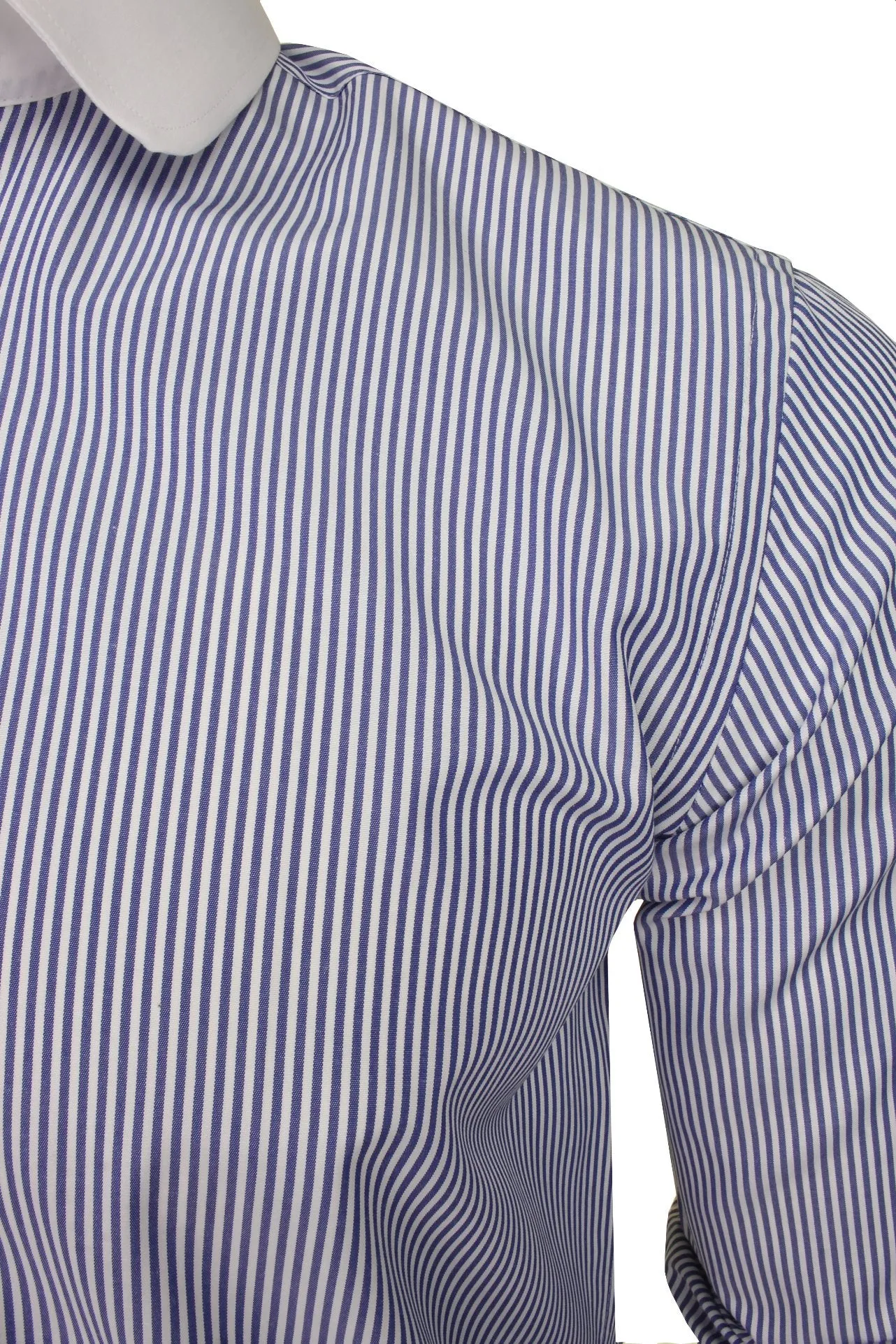 Xact Men's Striped Long-Sleeve Shirt White Penny Club Collar Cuffs