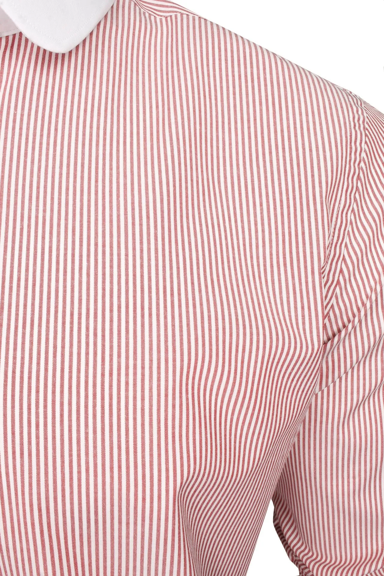 Xact Men's Striped Long-Sleeve Shirt White Penny Club Collar Cuffs