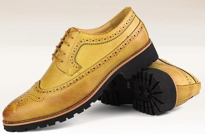 Vintage Yellow Leather Mens Oxfords