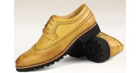 Vintage Yellow Leather Mens Oxfords