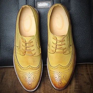 Vintage Yellow Leather Mens Oxfords