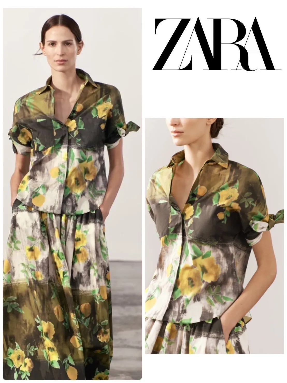 ZARA Floral Print Shirt from ZW Collection